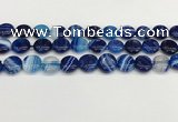 CAA4593 15.5 inches 12mm flat round banded agate beads wholesale