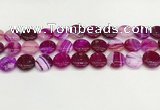 CAA4598 15.5 inches 14mm flat round banded agate beads wholesale