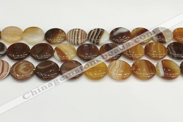 CAA4612 15.5 inches 18mm flat round banded agate beads wholesale