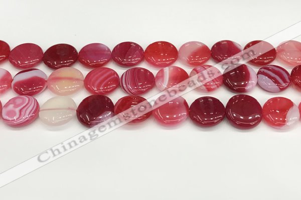 CAA4615 15.5 inches 18mm flat round banded agate beads wholesale