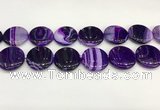 CAA4629 15.5 inches 25mm flat round banded agate beads wholesale