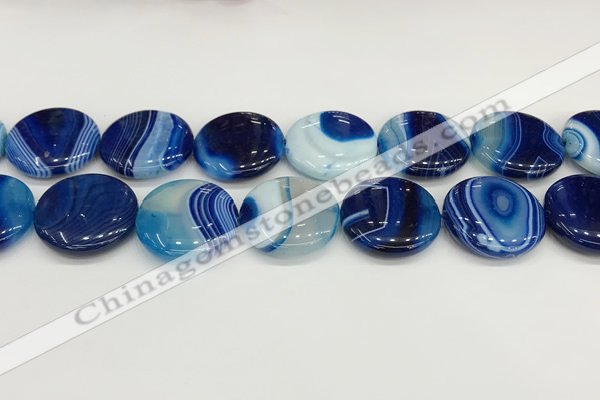 CAA4633 15.5 inches 25mm flat round banded agate beads wholesale