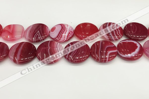 CAA4639 15.5 inches 30mm flat round banded agate beads wholesale