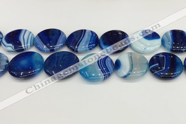 CAA4641 15.5 inches 30mm flat round banded agate beads wholesale