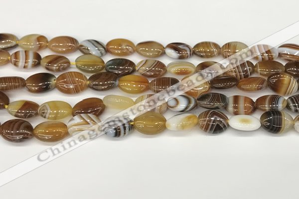 CAA4645 15.5 inches 10*14mm oval banded agate beads wholesale