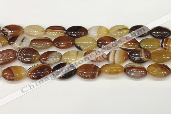 CAA4661 15.5 inches 13*18mm oval banded agate beads wholesale