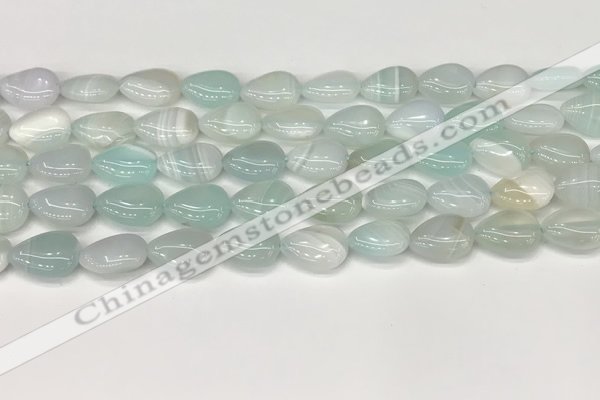 CAA4690 15.5 inches 10*14mm flat teardrop banded agate beads wholesale