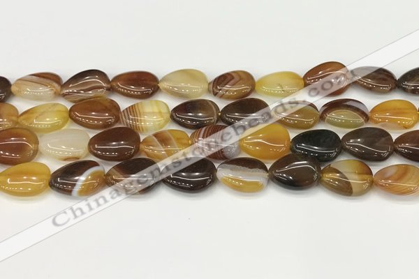 CAA4694 15.5 inches 12*16mm flat teardrop banded agate beads wholesale