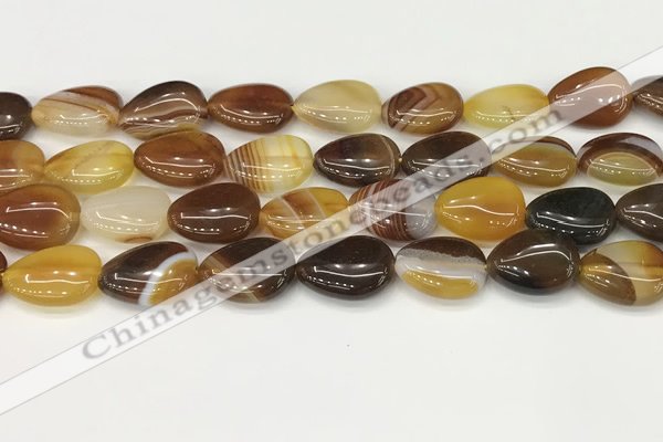 CAA4702 15.5 inches 13*18mm flat teardrop banded agate beads wholesale