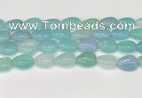 CAA4706 15.5 inches 13*18mm flat teardrop banded agate beads wholesale