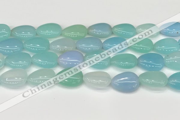 CAA4714 15.5 inches 15*20mm flat teardrop banded agate beads wholesale