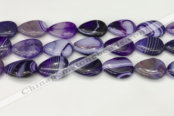 CAA4719 15.5 inches 18*25mm flat teardrop banded agate beads wholesale