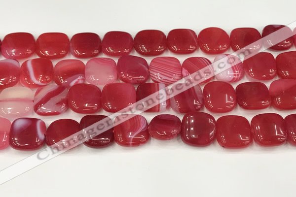 CAA4744 15.5 inches 14*14mm square banded agate beads wholesale