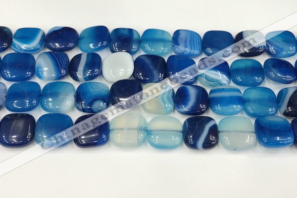 CAA4746 15.5 inches 14*14mm square banded agate beads wholesale