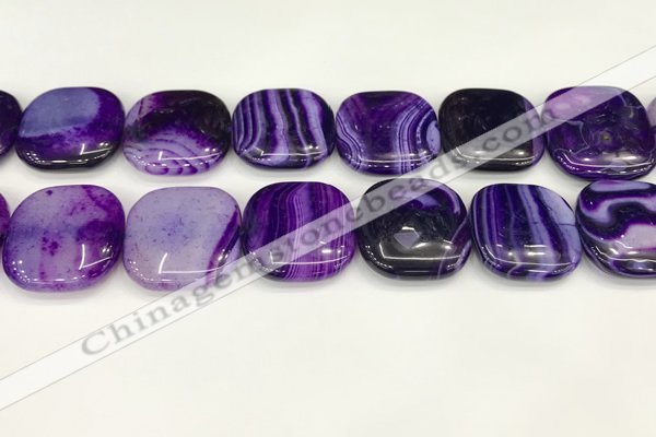 CAA4774 15.5 inches 25*25mm square banded agate beads wholesale