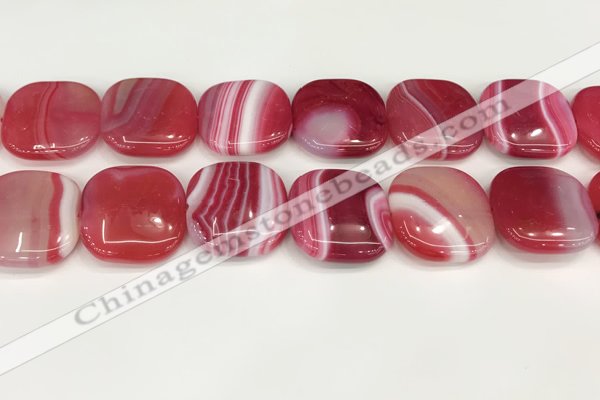 CAA4776 15.5 inches 25*25mm square banded agate beads wholesale