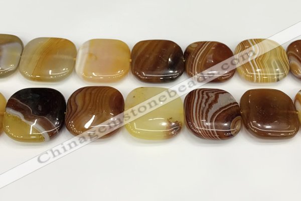 CAA4781 15.5 inches 30*30mm square banded agate beads wholesale