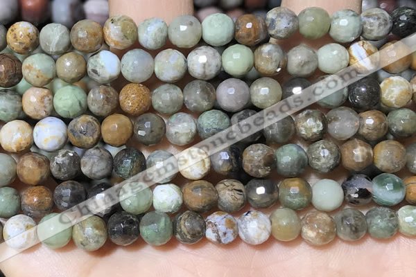 CAA4860 15.5 inches 6mm faceted round ocean agate beads