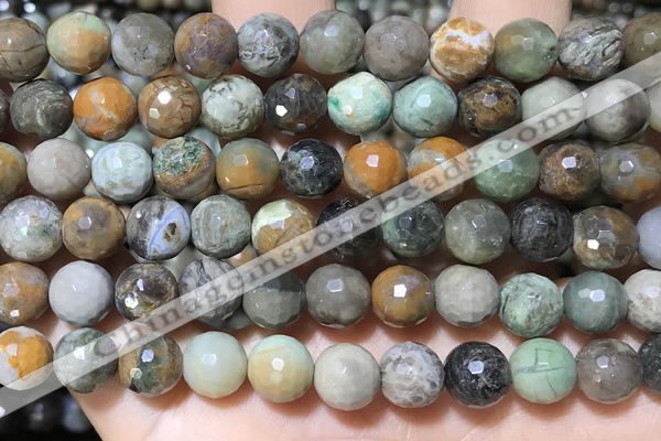 CAA4862 15.5 inches 10mm faceted round ocean agate beads