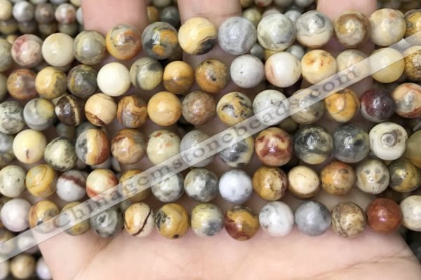 CAA4935 15.5 inches 8mm round yellow crazy lace agate beads wholesale