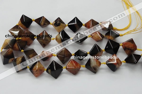 CAA494 15.5 inches 20*20mm pyramid agate druzy geode beads