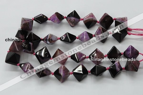 CAA495 15.5 inches 20*20mm pyramid agate druzy geode beads