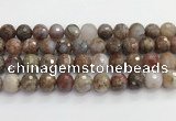 CAA5013 15.5 inches 12mm faceted round flower agate beads