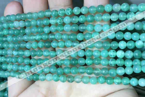 CAA5020 15.5 inches 4mm round green dragon veins agate beads