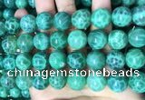 CAA5025 15.5 inches 14mm round green dragon veins agate beads