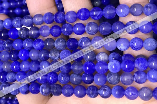 CAA5030 15.5 inches 6mm round blue dragon veins agate beads