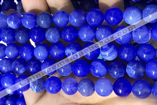 CAA5032 15.5 inches 10mm round blue dragon veins agate beads