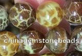 CAA5038 15.5 inches 8mm round yellow dragon veins agate beads