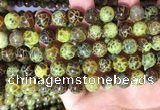 CAA5039 15.5 inches 10mm round yellow dragon veins agate beads