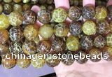 CAA5042 15.5 inches 16mm round yellow dragon veins agate beads