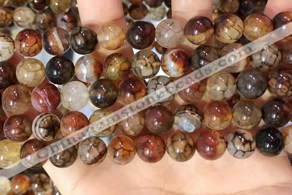 CAA5049 15.5 inches 10mm round dragon veins agate beads wholesale