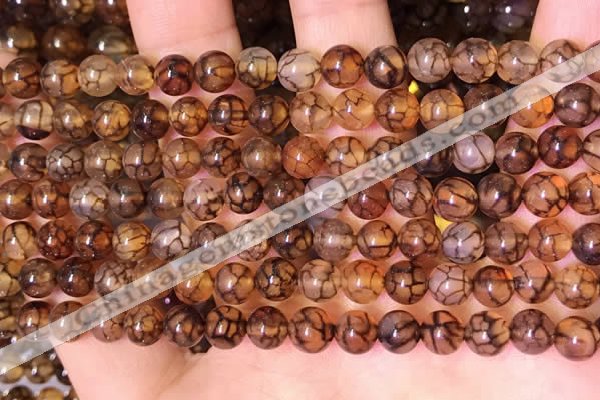 CAA5055 15.5 inches 6mm round dragon veins agate beads wholesale