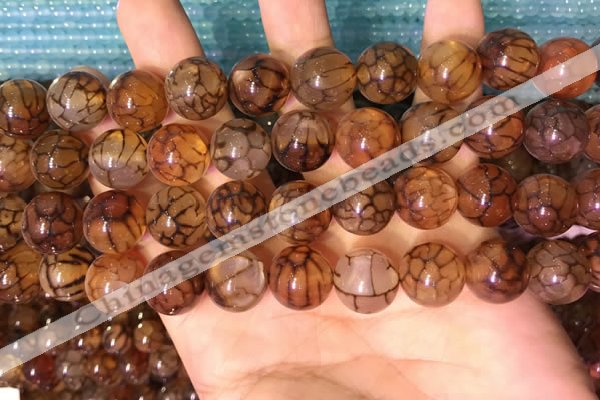 CAA5058 15.5 inches 12mm round dragon veins agate beads wholesale