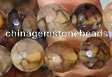 CAA5062 15.5 inches 6mm faceted round dragon veins agate beads