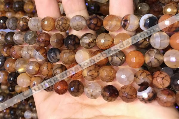 CAA5064 15.5 inches 10mm faceted round dragon veins agate beads