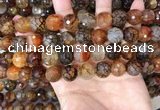 CAA5065 15.5 inches 12mm faceted round dragon veins agate beads