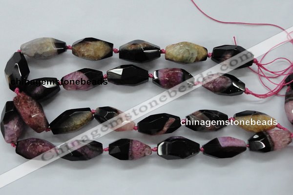 CAA507 15.5 inches 15*30mm faceted rice agate druzy geode beads