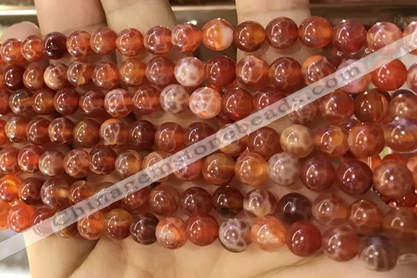 CAA5071 15.5 inches 6mm round red dragon veins agate beads