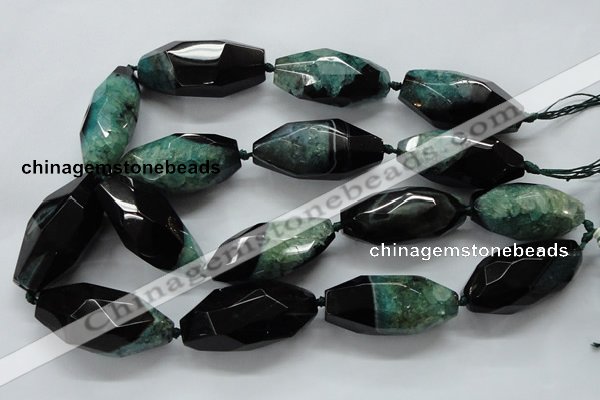 CAA509 15.5 inches 22*50mm faceted rice agate druzy geode beads