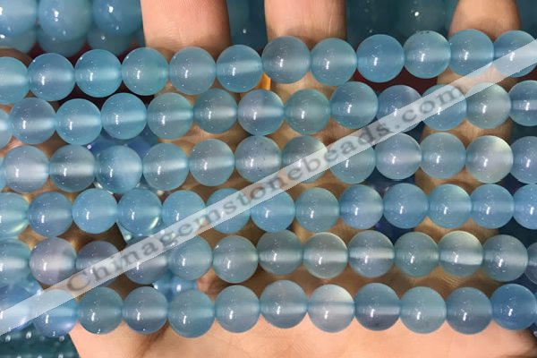 CAA5092 15.5 inches 8mm round sea blue agate beads wholesale