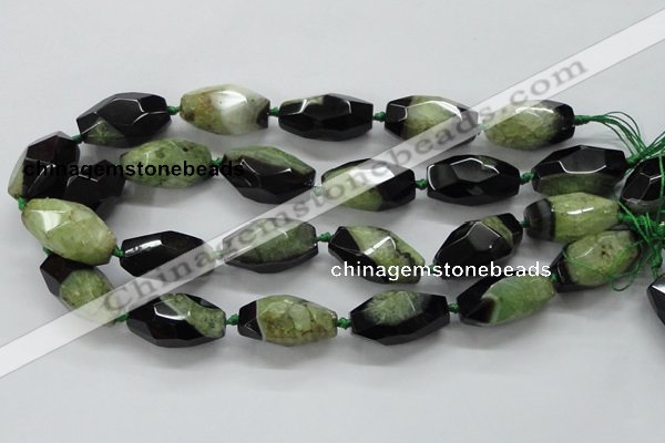 CAA510 15.5 inches 15*30mm faceted rice agate druzy geode beads