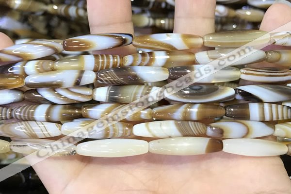 CAA5108 15.5 inches 6*25mm rice striped agate beads wholesale