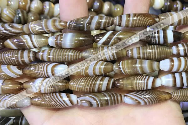 CAA5112 15.5 inches 8*25mm rice striped agate beads wholesale