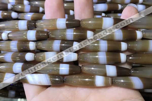 CAA5115 15.5 inches 8*33mm rice striped agate beads wholesale