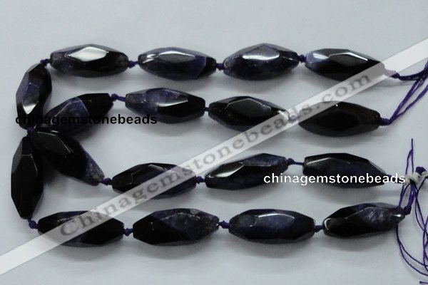 CAA512 15.5 inches 15*40mm faceted rice agate druzy geode beads