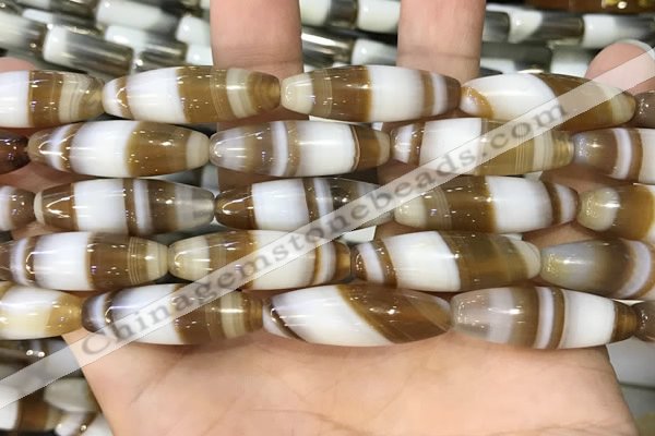 CAA5122 15.5 inches 10*30mm rice striped agate beads wholesale